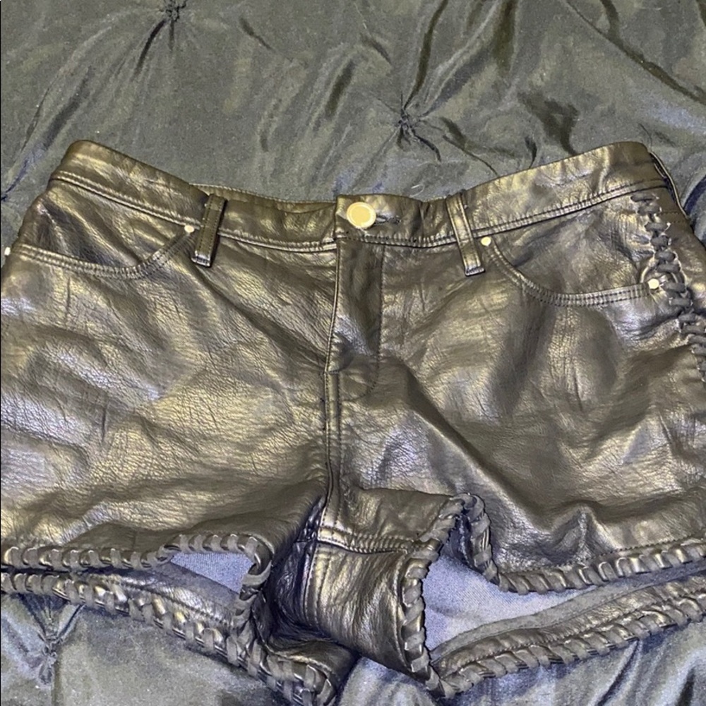 Black leather shorts